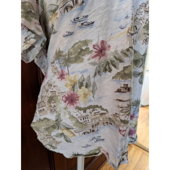 Cynthia Rowley Womens Tropical Print V-Neck Short Sleeve Top Size XL - Picture 2 of 6